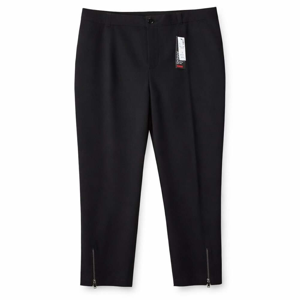 NWT AVENUE Black Cotton Stretch Skinny Pants Plus Size 26 Average